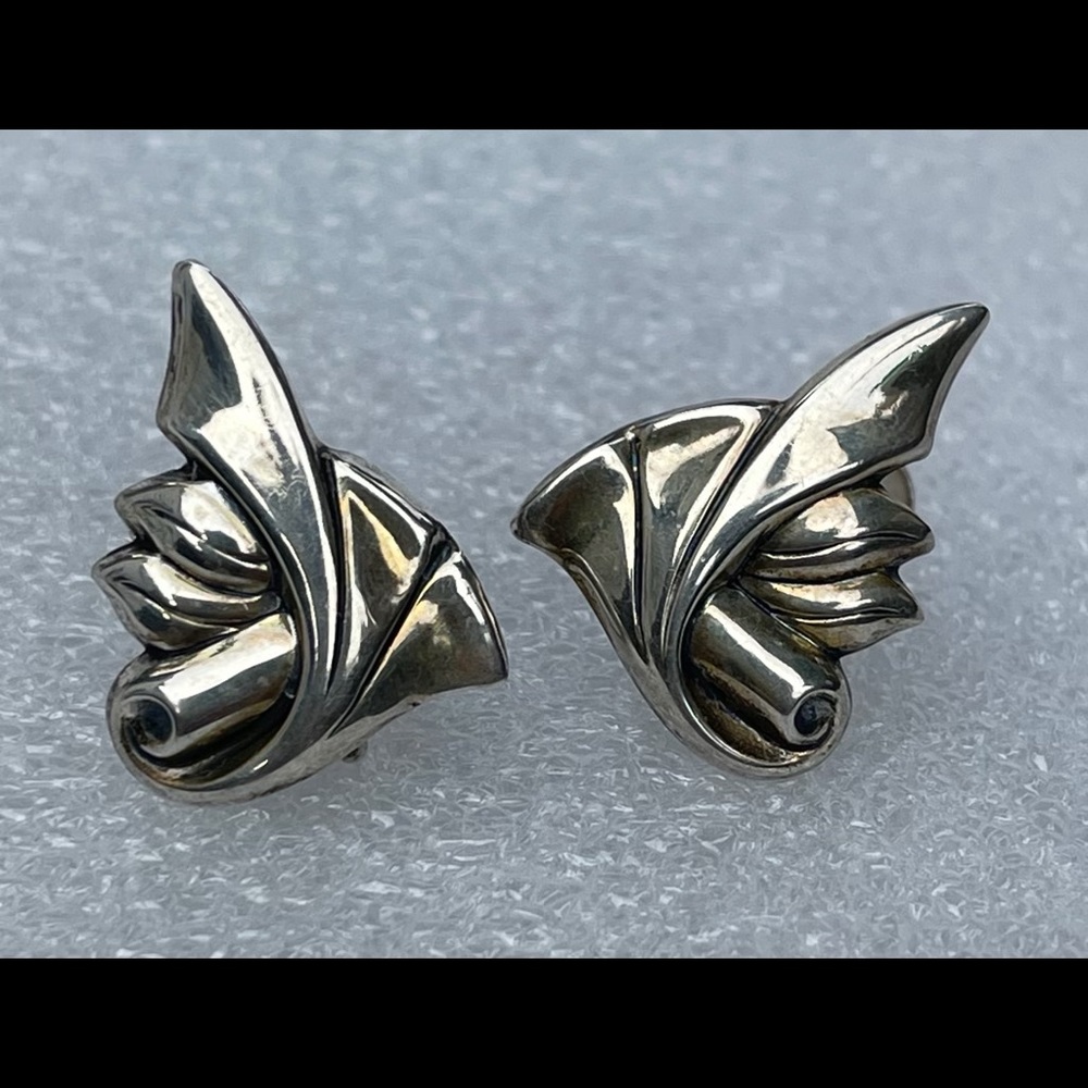 Vintage Sterling Jewel Art Screw-back Earrings
